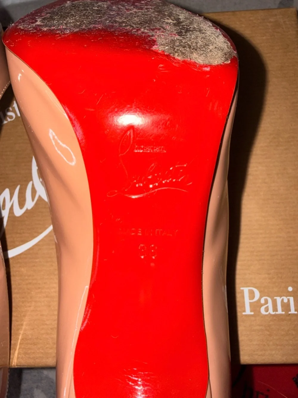 Christian Louboutin Nude Patent Pigalle Stiletto Pumps, 100mm, 36 - Picture 8 of 13